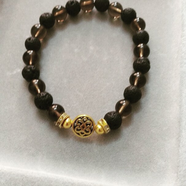 Smokey Quartz Lava Stone Bracelet