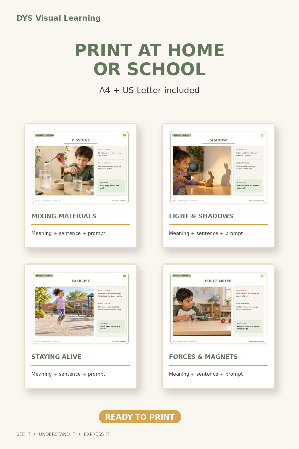 Grade 2 Science Flashcards Bundle | 180 Printable Visual Learning Cards | Tablet , A4 US Letter Sizes
