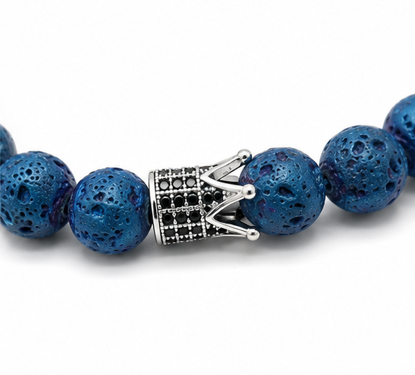 Blue Lava Stone Crystal Bracelet – Grounding & Emotional Balance